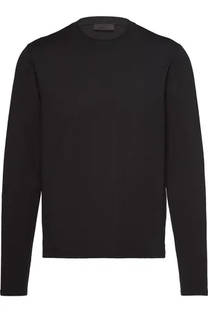 Prada Langærmet T-shirt med broderet logo