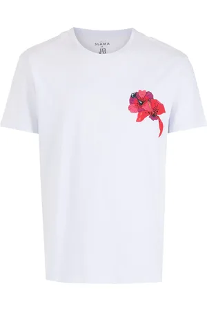 AMIR SLAMA T-shirt med blomstertryk og rund hals