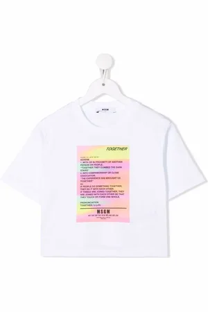 Msgm Cropped T-shirt med grafisk tryk