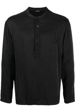 Tom Ford Henley loungewear-skjorte i strækbar silke