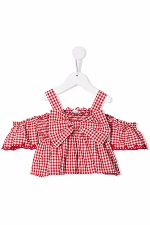 MONNALISA Gingham-ternet flæsebluse
