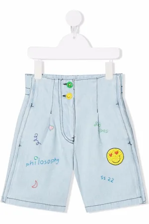 PHILOSOPHY DI LORENZO SERAFINI Broderede denimshorts med kontrastsyninger