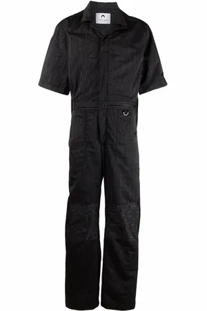 Marine Serre Stribet jumpsuit med hakrevers