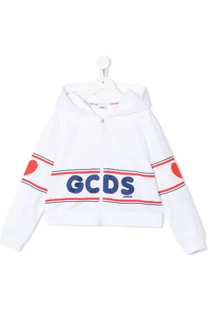 GCDS Hættetrøje med logotryk og lynlås