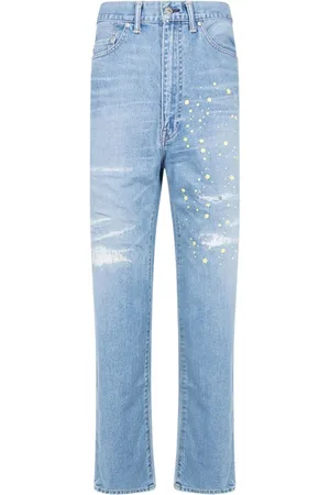 A Bathing Ape X Kid Cudi jeans med slitageeffekt og lige ben