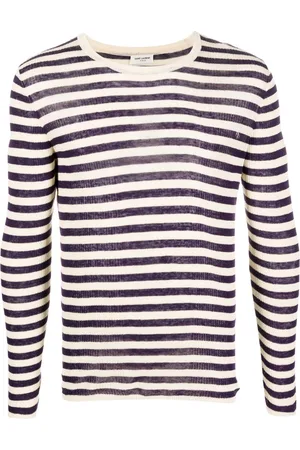 Saint Laurent Ribstrikket trøje med striber