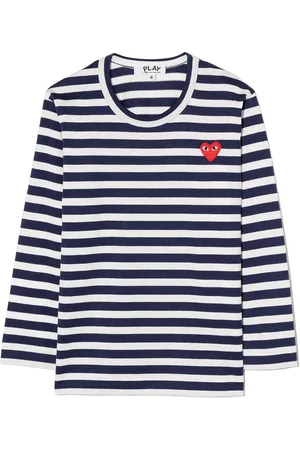 Comme des Garçons Stribet T-shirt med logomærke