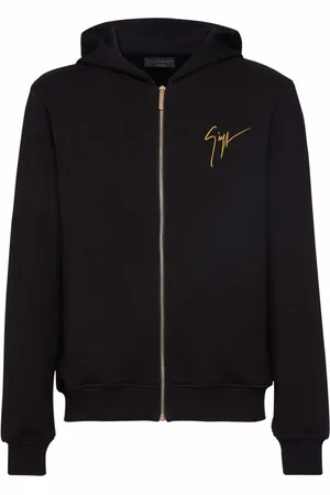 Giuseppe Zanotti LR-17 hættetrøje med broderet logo og lynlås