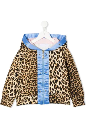 Roberto Cavalli Hættetrøje med leopardtryk og lynlås