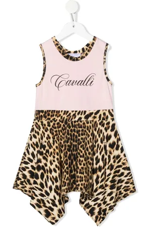 Roberto Cavalli Asymmetrisk kjole med leopardtryk