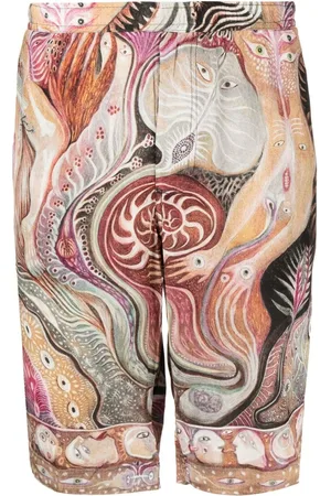 Endless Joy Dark Star shorts i silke med grafisk tryk