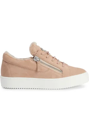 Giuseppe Zanotti Sneakers i ruskind med lammeskindskant