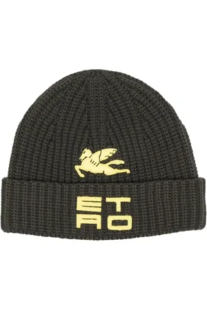 Etro Ribstrikket hue med broderet logo