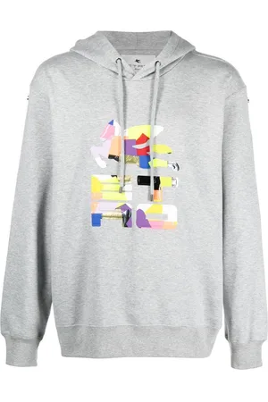 Etro Hættetrøje med patchwork, logotryk og ribbet kant