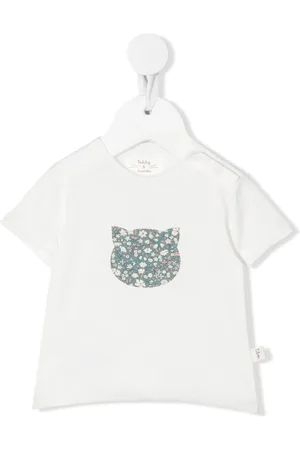 TEDDY & MINOU T-shirt med kattetryk og blomstret tryk