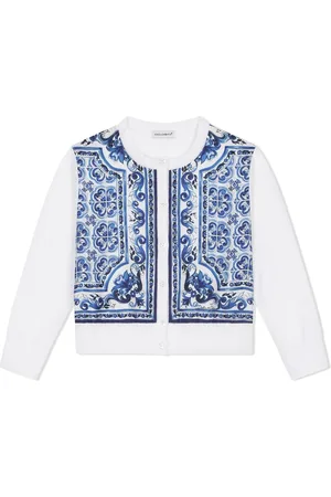 Dolce & Gabbana Cardigan i silkeblanding med Majolica-tryk