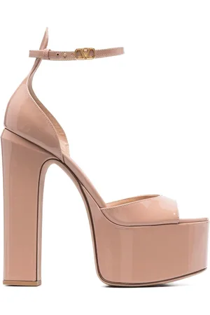 VALENTINO GARAVANI Tan-Go 155mm pumps med plateau i lakeret læder