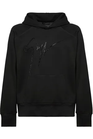 Giuseppe Zanotti Hættetrøje med krystaludsmykning og logo