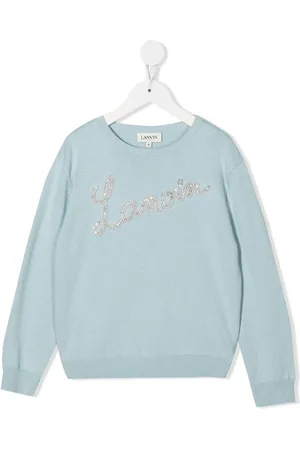 Lanvin Trøje med rund hals og rhinsten-logo