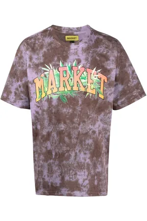 MARKET T-shirt med logo- og batiktryk