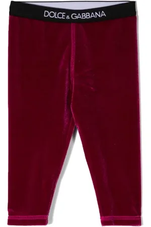 Dolce & Gabbana Leggings i velour med logobånd i taljen