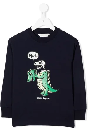 Palm Angels T-shirt med krokodilletryk og lange ærmer