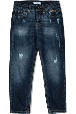 Msgm Jeans med broderet logo og slitageeffekt