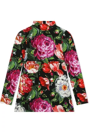 Dolce & Gabbana Kjole med høj hals og blomstret tryk