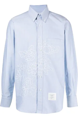 Thom Browne Kortærmet skjorte med blomster-broderi