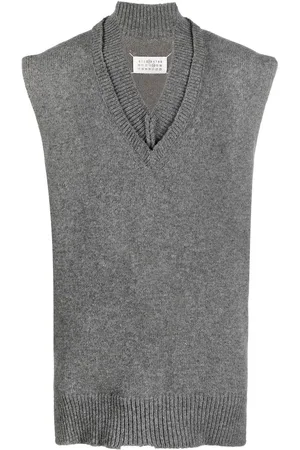 Maison Margiela ærmeløs striktrøje med V-hals