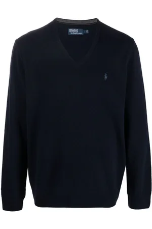 Ralph Lauren Trøje med broderet logo og V-hals