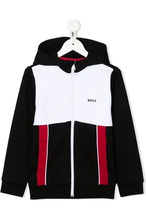 HUGO BOSS Hættetrøje med lynlås og colourblocking