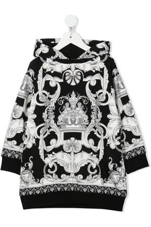 VERSACE Sweater-kjole med baroktryk og hætte