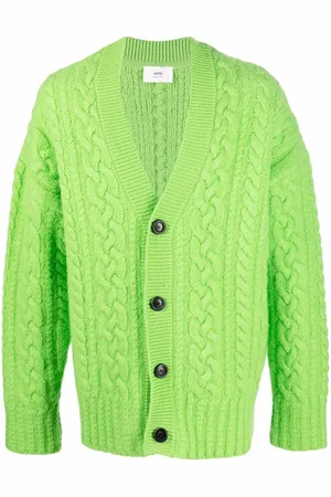 Ami Kabelstrikket cardigan med sænket skulder
