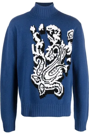 Etro Paisley-strikket trøje med rullekrave