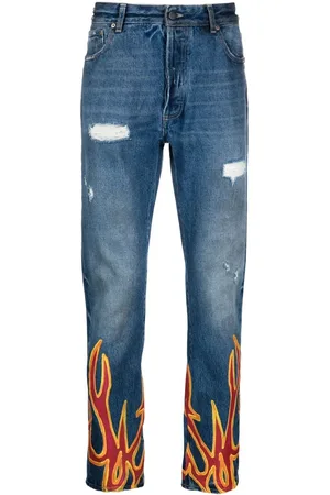 Palm Angels Jeans med lige ben og flammetryk