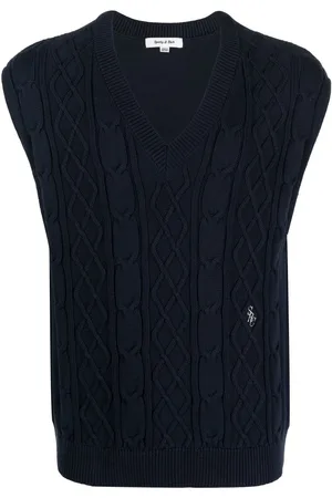 Sporty & Rich Kabelstrikket vest med broderet logo