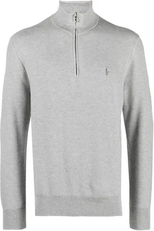 Ralph Lauren Sweatshirt med broderet logo og kvart lynlås
