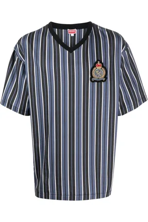 Kenzo Stribet T-shirt med logomærke