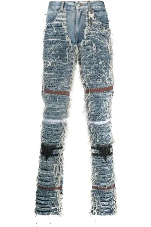 1017 ALYX 9SM Flæsede jeans med lige ben og slitageeffekt