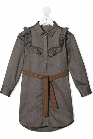Brunello Cucinelli Denimkjole med flæsekant