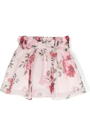 PATACHOU Blomstret nederdel i chiffon med sløjfedetalje