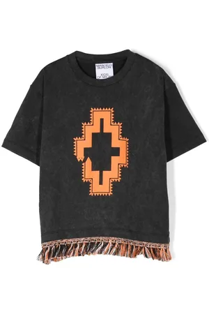 MARCELO BURLON T-shirt med frynsekant og logotryk