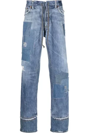 GREG LAUREN Jeans med lige ben og patchwork-detalje