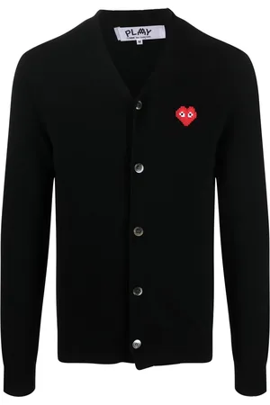 Comme des Garçons Finstrikket cardigan med logomærke