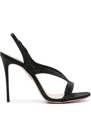 Aquazzura Izzy 105mm sandaler i mesh med krystaludsmykning
