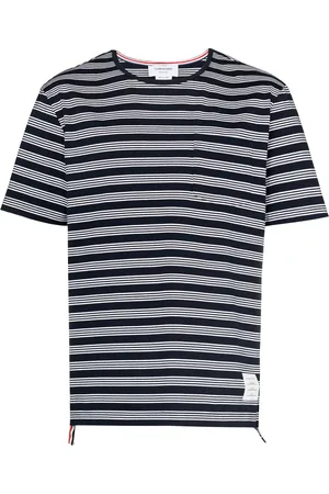 Thom Browne Stribet T-shirt med logomærke