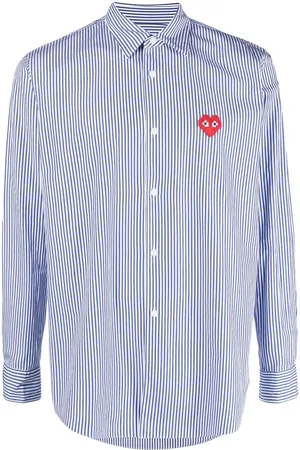 Comme des Garçons Stribet skjorte med broderet logo