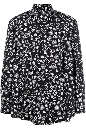 Comme des Garçons Langærmet T-shirt med hjertetryk og striber