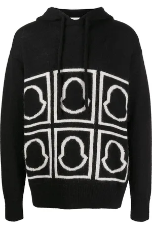Moncler Intarsiastrikket hættetrøje med logo